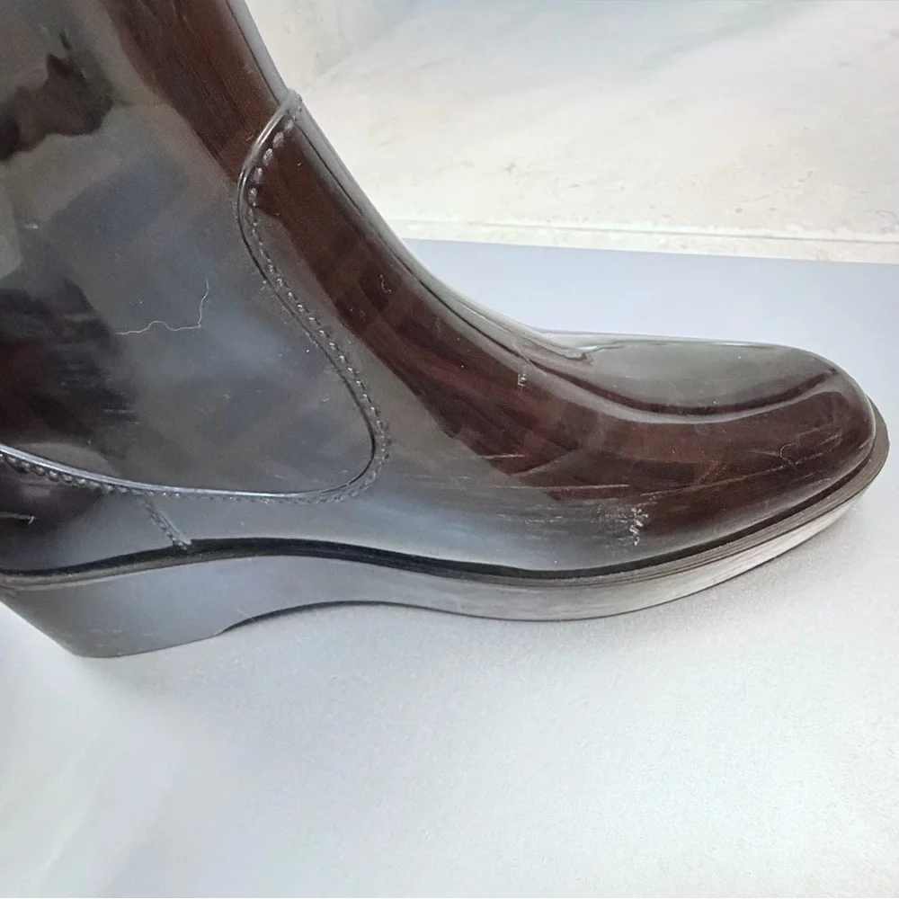 Fendi Dark Brown Monogram Rain Boots Italy size 38